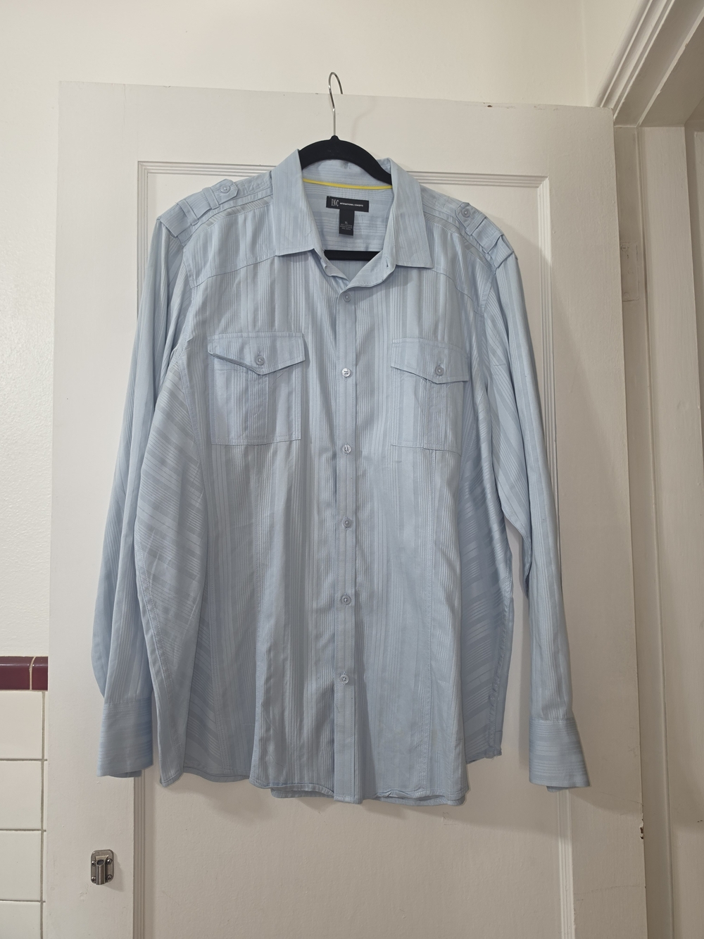 INC Light Blue Striped Men's Button-Up Shirt